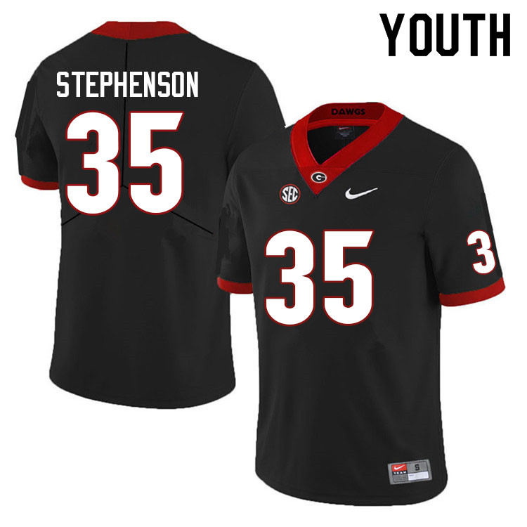 Georgia Bulldogs Youth Lorenzo Stephenson #35 Black Anniversary Stitched College UGA Football Jersey 23RH010HJ